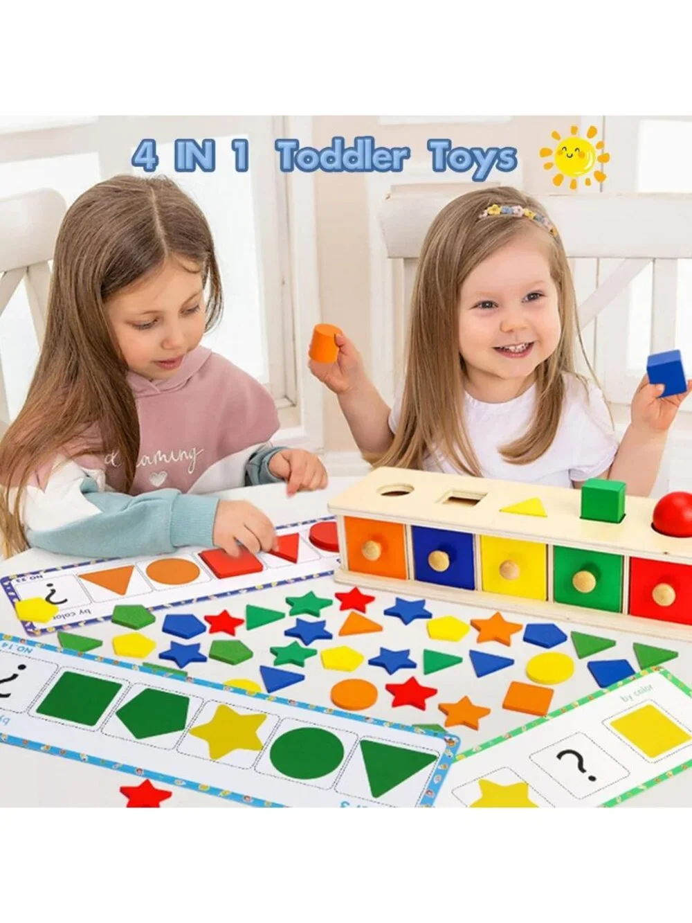 Wooden Montessori Color & Shape Sorter Toy for Toddlers, Preschool Learning Gift